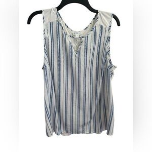 Market & Spruce Blue and White Striped Tank Top, Size 2X